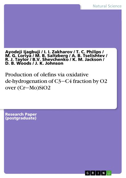 Produktbild: Production of olefins via oxidative de-hydrogenation of C3&iquest;C4 fraction by O2 over (Cr&iquest;Mo)SiO2