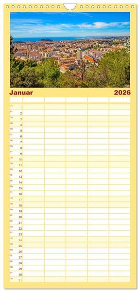 Produktbild: Familienplaner 2026 - Zauber der C&ocirc;te d'Azur mit 5 Spalten (Wandkalender, 21 x 45 cm) CALVENDO