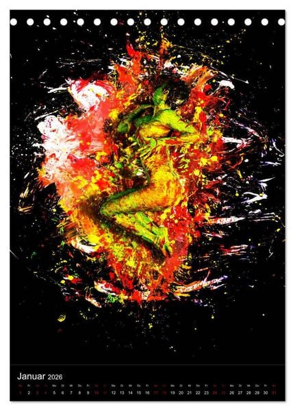 Produktbild: Farbakte - Action Paintings (Tischkalender 2026 DIN A5 hoch), CALVENDO Monatskalender
