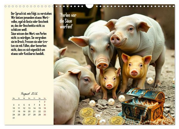Produktbild: Illustrierte deutsche Redewendungen mit ihrer Bedeutung (Wandkalender 2026 DIN A3 quer), CALVENDO Monatskalender