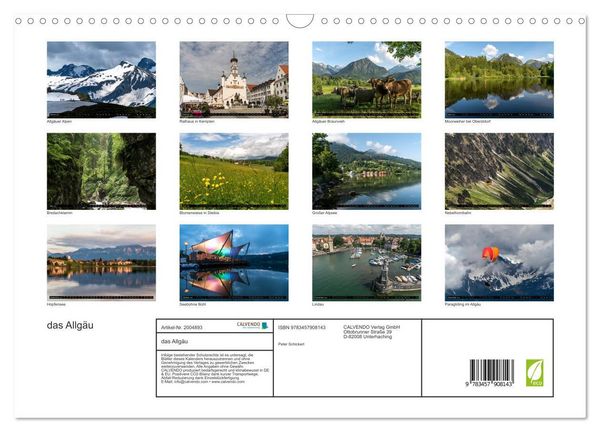 Produktbild: das Allg&auml;u (Wandkalender 2026 DIN A3 quer), CALVENDO Monatskalender