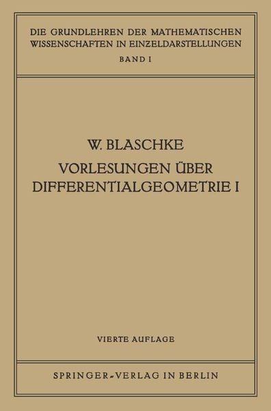 Produktbild: Vorlesungen &Uuml;ber Differentialgeometrie I