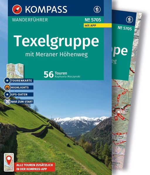 Produktbild: KOMPASS Wanderf&uuml;hrer Texelgruppe mit Meraner H&ouml;henweg, 56 Touren mit Extra-Tourenkarte