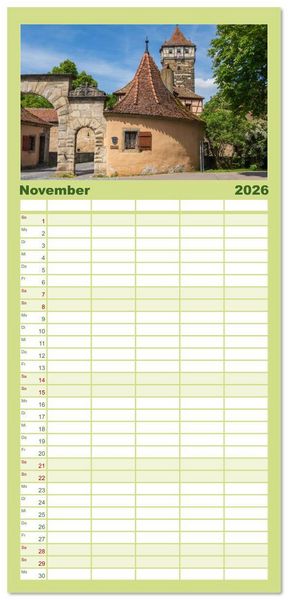 Produktbild: Familienplaner 2026 - Franken - Malerische Orte und Landschaften mit 5 Spalten (Wandkalender, 21 x 45 cm) CALVENDO