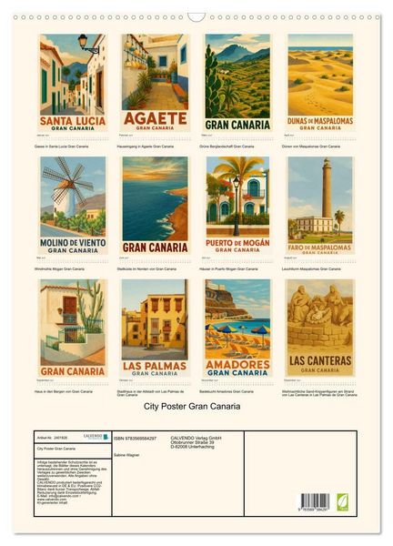 Produktbild: City Poster Gran Canaria (Wandkalender 2027 DIN A2 hoch), CALVENDO Monatskalender