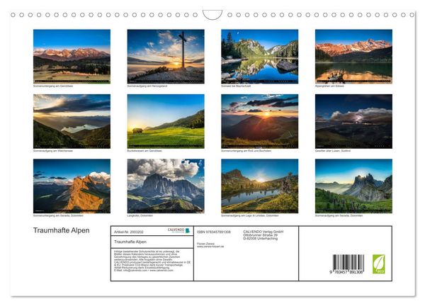 Produktbild: Traumhafte Alpen (Wandkalender 2026 DIN A3 quer), CALVENDO Monatskalender