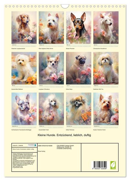 Produktbild: Kleine Hunde. Entz&uuml;ckend, lieblich, duftig (Wandkalender 2026 DIN A3 hoch), CALVENDO Monatskalender