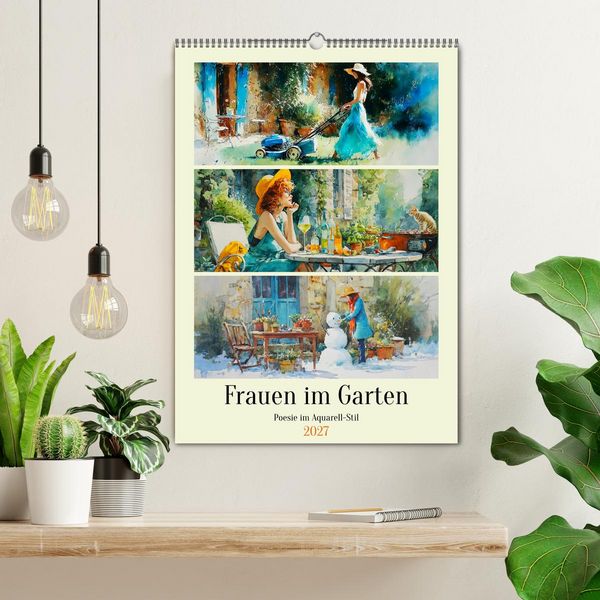 Produktbild: Frauen im Garten. Poesie im Aquarell-Stil (Wandkalender 2027 DIN A2 hoch), CALVENDO Monatskalender