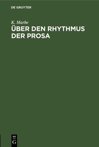 Produktbild: &Uuml;ber den Rhythmus der Prosa