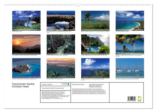 Produktbild: Trauminseln Karibik Christian Heeb (Wandkalender 2026 DIN A2 quer), CALVENDO Monatskalender