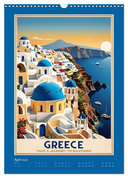 Produktbild: World Travel Posters - Nostalgic Trip Around the Globe (Wall Calendar 2026 DIN A3 portrait), CALVENDO 12 Month Wall Calendar