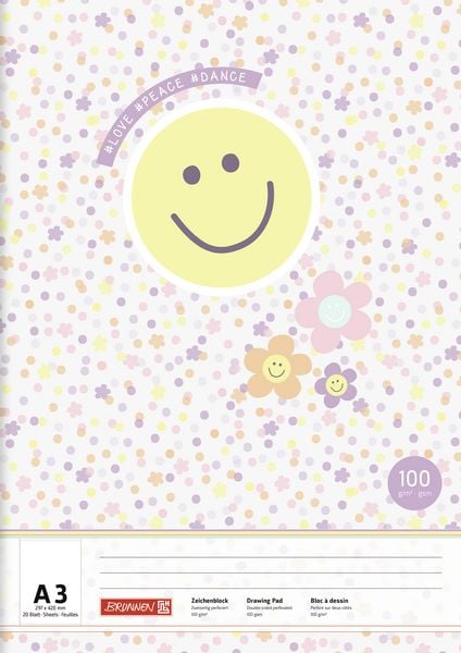 Produktbild: Brunnen Zeichenblock A3 20 Blatt Happy Hippie