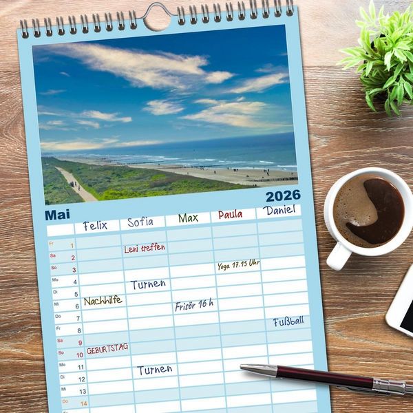 Produktbild: Familienplaner 2026 - Zeeland - Wasser, Sand und Meer mit 5 Spalten (Wandkalender, 21 x 45 cm) CALVENDO