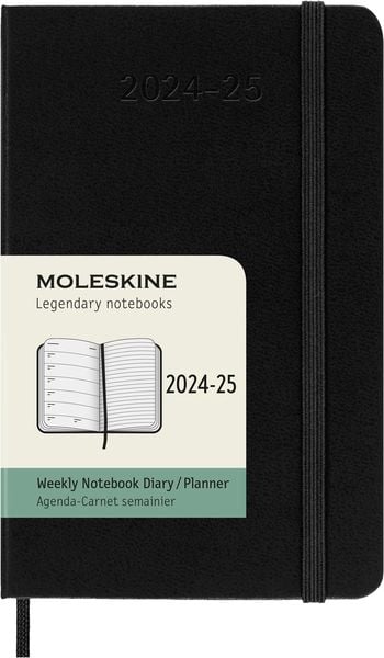 Moleskine 18 Monate Wochen Notizkalender 2024/2025, P/A6, Fester Einband, Schwarz.