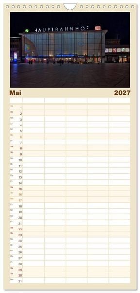 Produktbild: Familienplaner 2027 - K&ouml;ln bei Nacht mit 5 Spalten (Wandkalender, 21 x 45 cm) CALVENDO