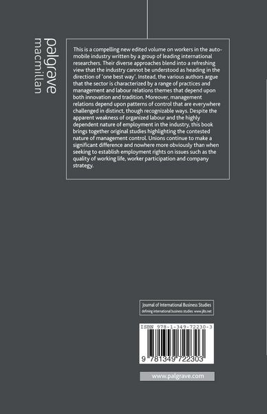 Produktbild: Work and Employment Relations in the Automobile Industry