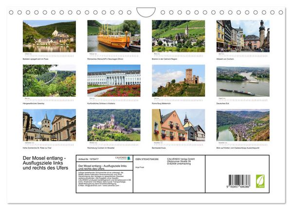 Produktbild: Der Mosel entlang - Ausflugsziele links und rechts des Ufers (Wandkalender 2026 DIN A4 quer), CALVENDO Monatskalender