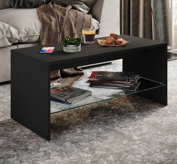 Produktbild: Holz Sofatisch Couchtisch Glas Wisal