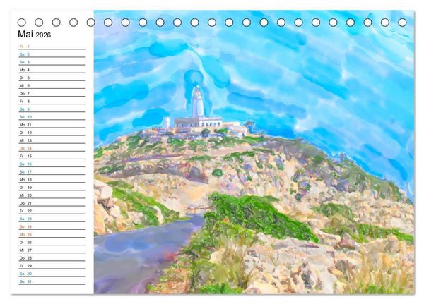 Produktbild: Mallorca - Impressionen in Aquarellfarben (Tischkalender 2026 DIN A5 quer), CALVENDO Monatskalender