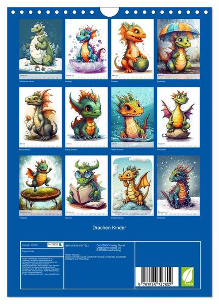 Produktbild: Drachen Kinder (Wandkalender 2026 DIN A4 hoch), CALVENDO Monatskalender