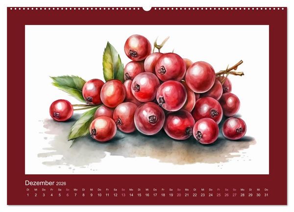 Produktbild: Fr&uuml;chte in Wasserfarben - Fruchtige KI-Kunst f&uuml;r das ganze Jahr (Wandkalender 2026 DIN A2 quer), CALVENDO Monatskalender
