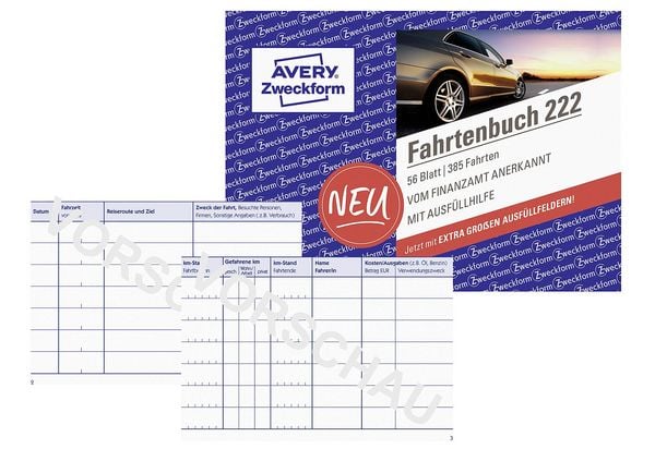 Produktbild: AVERY Zweckform Fahrtenbuch f&uuml;r PKW 390 Fahrten DIN A6 quer 56 Blatt