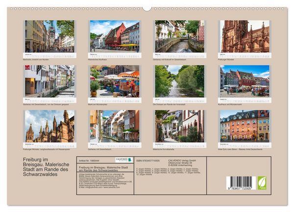 Produktbild: Freiburg im Breisgau. Malerische Stadt am Rande des Schwarzwaldes (hochwertiger Premium Wandkalender 2026 DIN A2 quer), Kunstdruck in Hochglanz