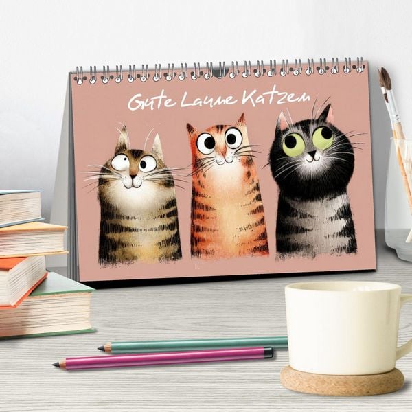 Produktbild: Gute Laune Katzen (Tischkalender 2026 DIN A5 quer), CALVENDO Monatskalender