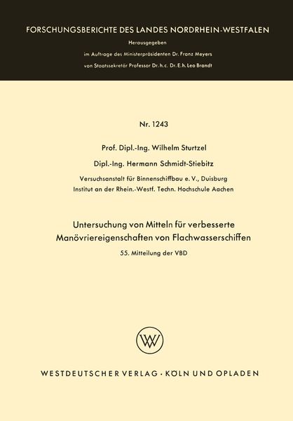 Produktbild: Untersuchung von Mitteln f&uuml;r verbesserte Man&ouml;vriereigenschaften von Flachwasserschiffen