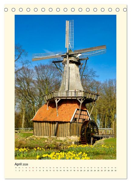 Produktbild: Nostalgie Windm&uuml;hlen (Tischkalender 2026 DIN A5 hoch), CALVENDO Monatskalender