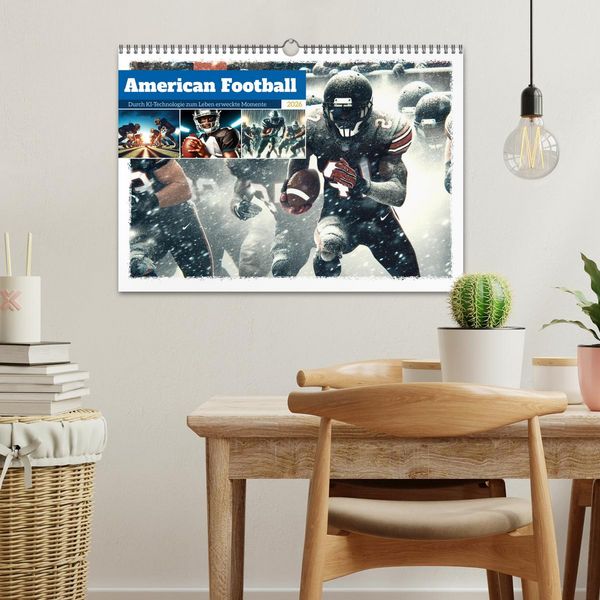 Produktbild: American Football - Durch KI-Technologie zum Leben erweckte Momente (Wandkalender 2026 DIN A3 quer), CALVENDO Monatskalender