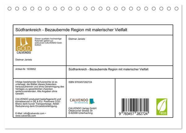 Produktbild: S&uuml;dfrankreich - Bezaubernde Region mit malerischer Vielfalt (Tischkalender 2026 DIN A5 quer), CALVENDO Monatskalender