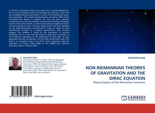 Produktbild: NON-RIEMANNIAN THEORIES OF GRAVITATION AND THE DIRAC EQUATION
