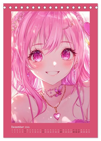 Produktbild: Zauberhafte Momente. Rosa Tr&auml;ume im Manga-Stil (Tischkalender 2026 DIN A5 hoch), CALVENDO Monatskalender