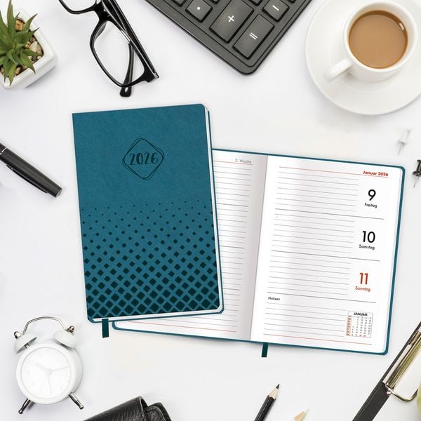 Produktbild: Trötsch Taschenkalender A6 Soft Touch Petrol 2026