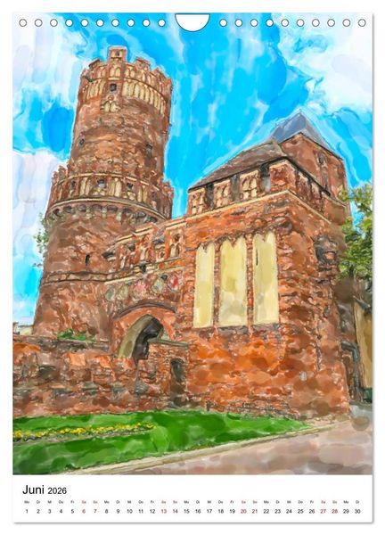 Produktbild: Tangerm&uuml;nde - Illustrationen der Stadt an der Elbe (Wandkalender 2026 DIN A4 hoch), CALVENDO Monatskalender