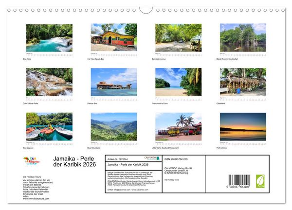 Produktbild: Jamaika - Perle der Karibik 2026 (Wandkalender 2026 DIN A3 quer), CALVENDO Monatskalender