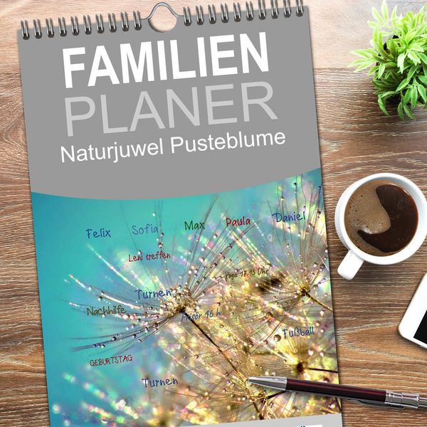Produktbild: Familienplaner 2026 - Naturjuwel Pusteblume mit 5 Spalten (Wandkalender, 21 x 45 cm) CALVENDO