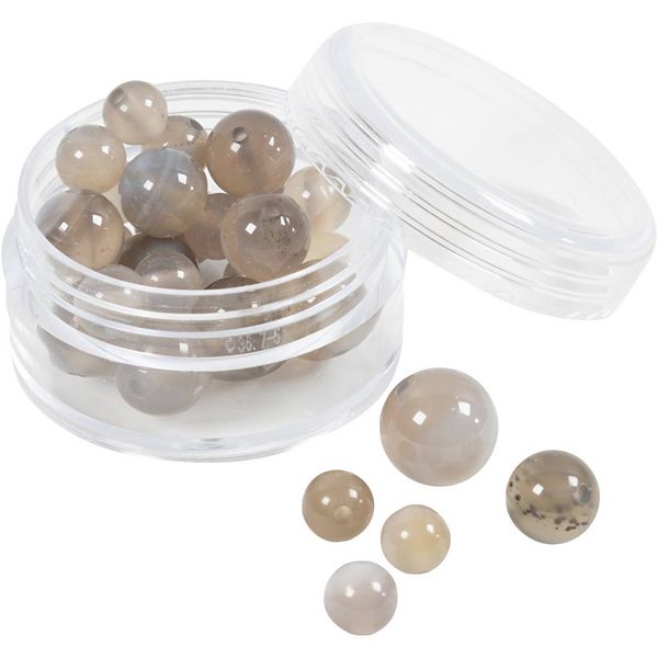 Produktbild: Creativ Company Achat Steinperlen, Gr&ouml;&szlig;e 1x10, 12x8, 15x6 mm, Lochgr&ouml;&szlig;e 0,9-1 mm, Transparent Grau, 28 Stk