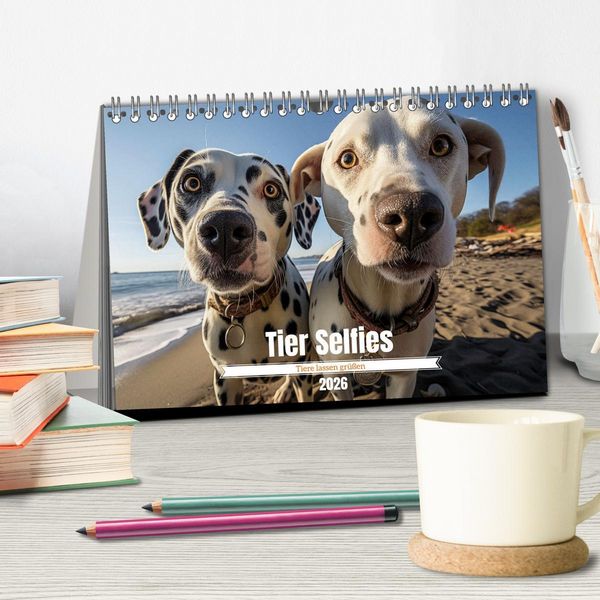 Produktbild: Tier Selfies (Tischkalender 2026 DIN A5 quer), CALVENDO Monatskalender