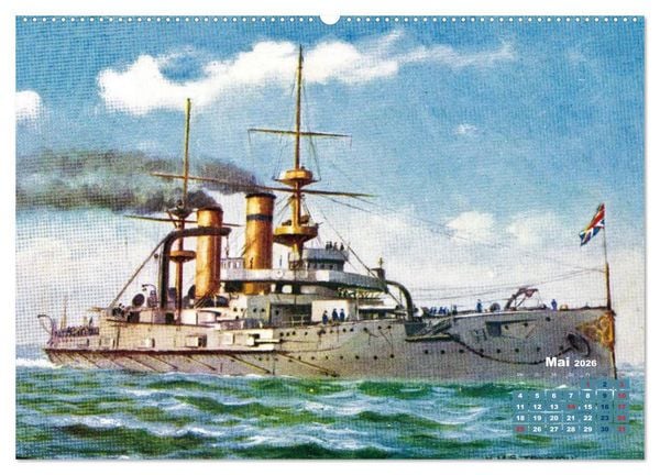 Produktbild: Fregatten, Kreuzer, Panzerschiffe &ndash; historische Karten von Kriegsschiffen (Wandkalender 2026 DIN A2 quer), CALVENDO Monatskalender
