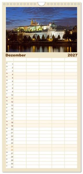 Produktbild: Familienplaner 2027 - Goldenes Prag mit 5 Spalten (Wandkalender, 21 x 45 cm) CALVENDO