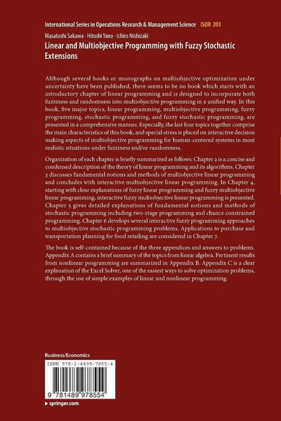 Produktbild: Linear and Multiobjective Programming with Fuzzy Stochastic Extensions