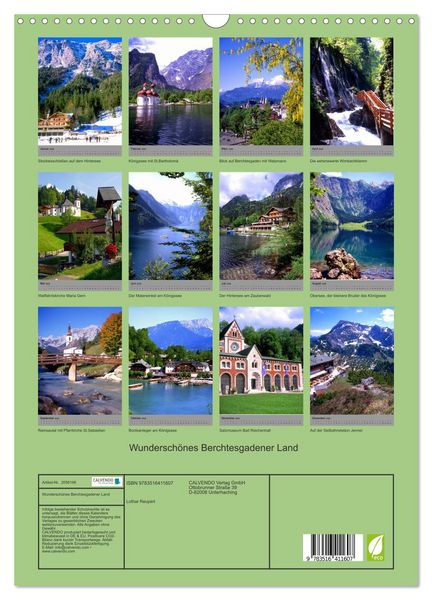 Produktbild: Wundersch&ouml;nes Berchtesgadener Land (Wandkalender 2026 DIN A3 hoch), CALVENDO Monatskalender