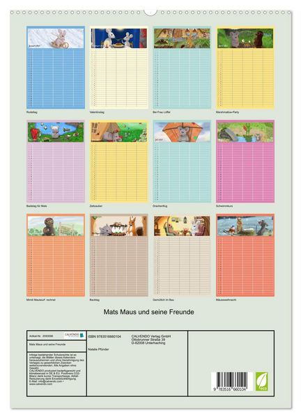 Produktbild: Mats Maus und seine Freunde (hochwertiger Premium Wandkalender 2026 DIN A2 hoch), Kunstdruck in Hochglanz