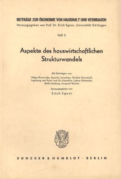 Produktbild: Aspekte des hauswirtschaftlichen Strukturwandels.