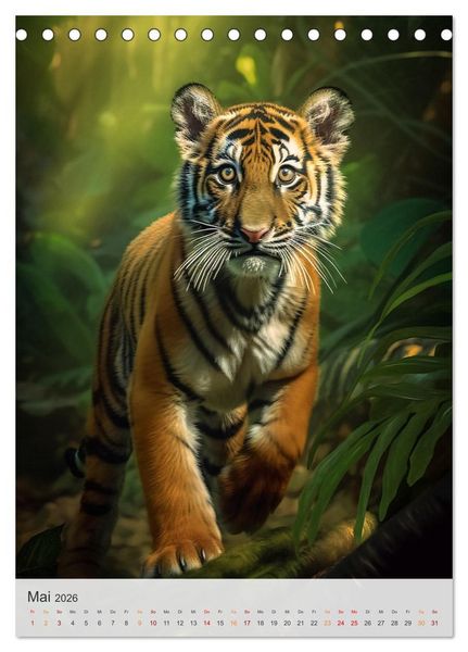 Produktbild: Wilde Tierkinder (Tischkalender 2026 DIN A5 hoch), CALVENDO Monatskalender