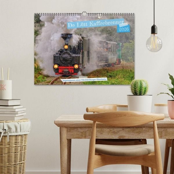 Produktbild: De L&uuml;tt Kaffeebrenner &ndash; Impressionen einer Mecklenburger Kleinbahn (Wandkalender 2026 DIN A3 quer), CALVENDO Monatskalender