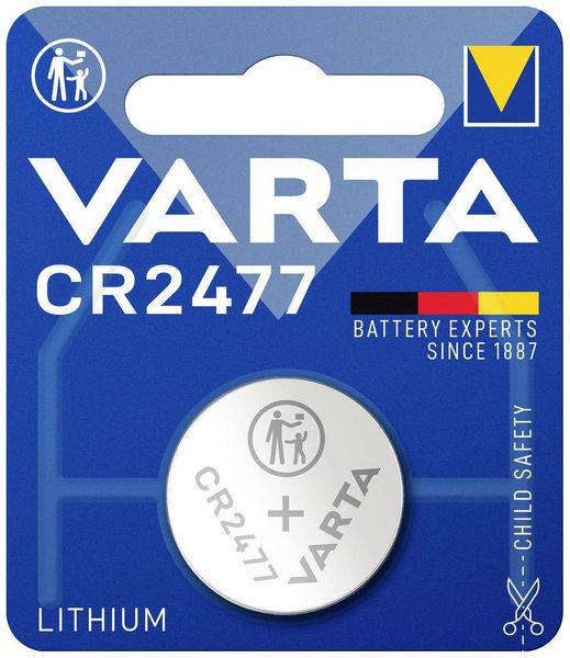 Produktbild: Varta Knopfzelle CR2477 3 V 1 St. 850 mAh Lithium LITHIUM Coin CR2477 Bli 1