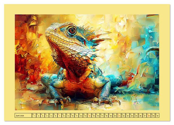 Produktbild: Imposante Reptilien. Faszinierende Tiere in moderner &Ouml;loptik (Wandkalender 2026 DIN A4 quer), CALVENDO Monatskalender